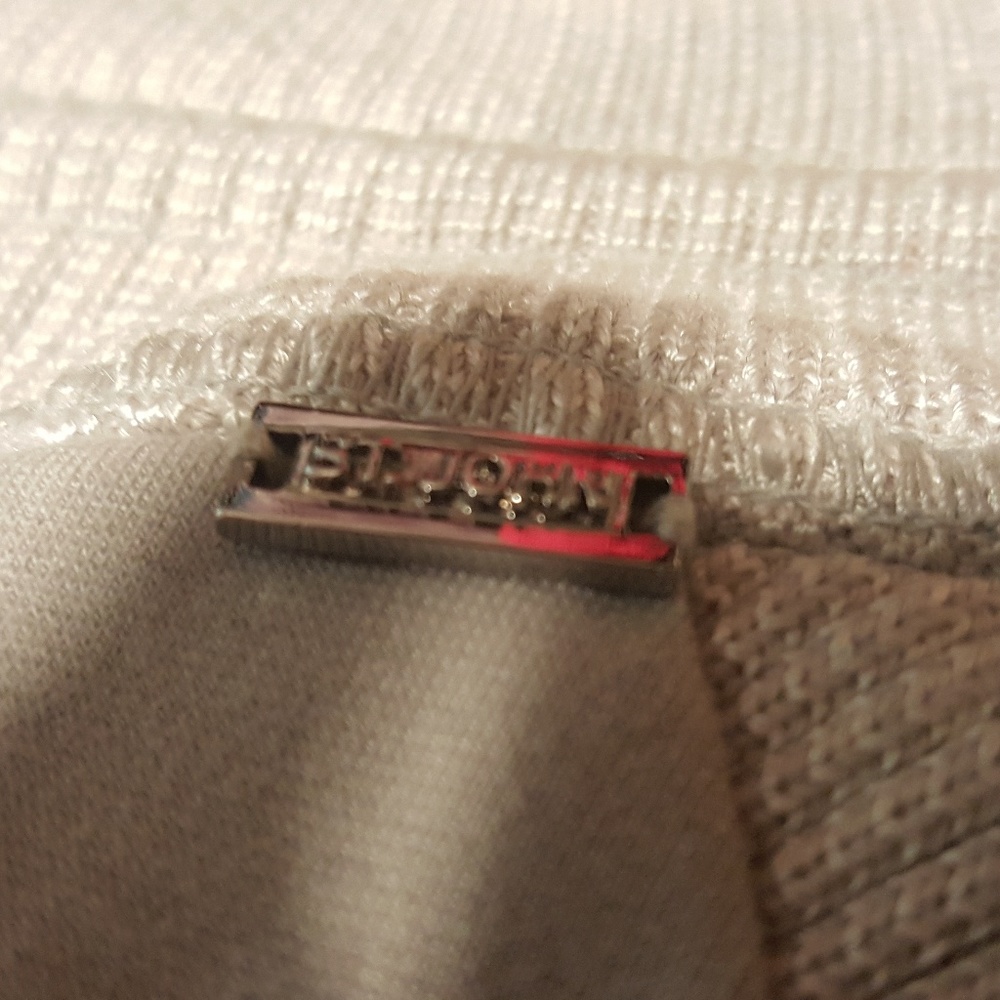 NWOT / ST.JOHN taupe-beige drawstring mini skirt